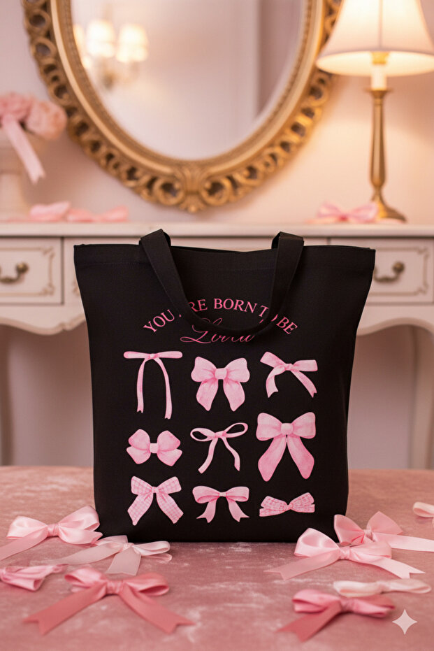 Y2K Retro Unisex Tote Bag - Cloth Bag Bows Coquette Ribbons