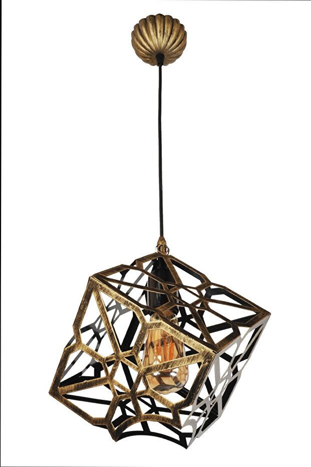 Modern Alperim Tekli Kasa Siyah Sarı Sarkıt Tekli Avize Metal Avize Spor Avize - 3