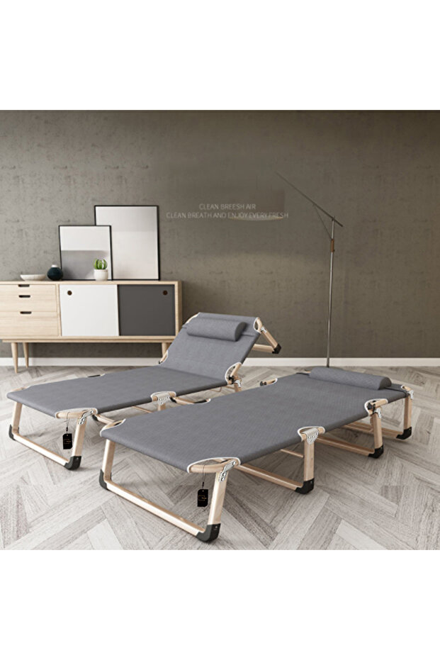 Adjustable Foldable Bed For Office Lunch Break Use Gray - 4