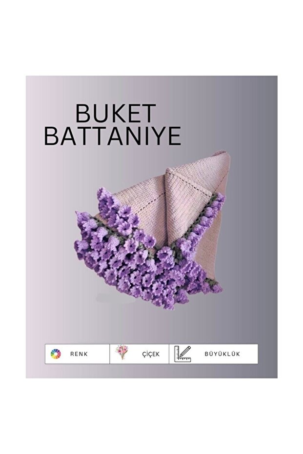 Handmade Purple Flower Shawl, Blanket (100cm)