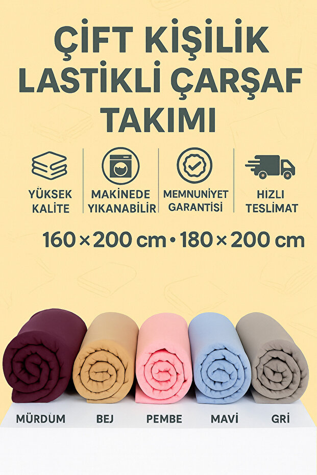 Double Cotton Ranforce Sheet Set - Elastic, Pillowcase Set 180*200/50*70 - 5