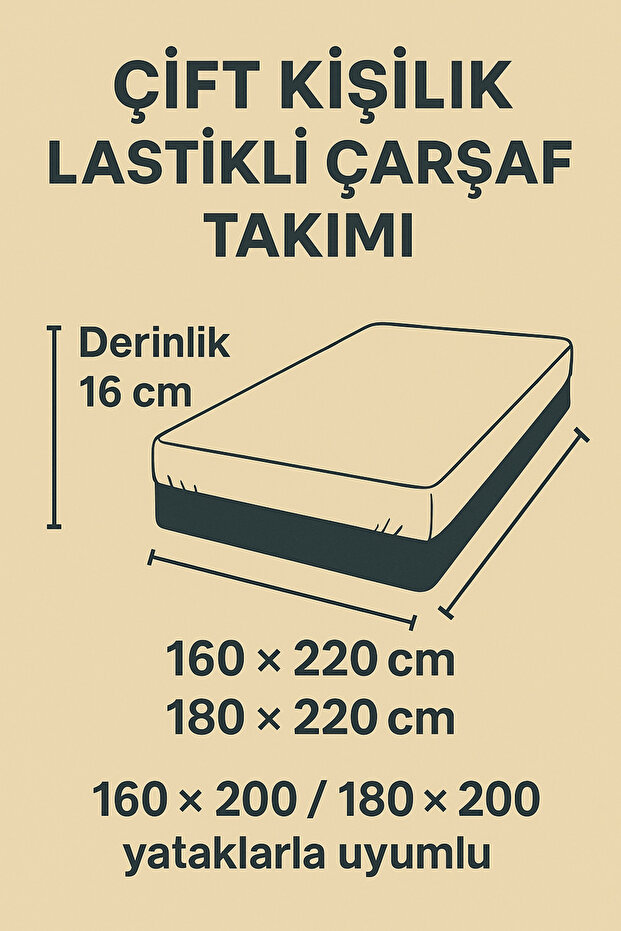 Double Cotton Ranforce Sheet Set - Elastic, Pillowcase Set 180*200/50*70 - 4