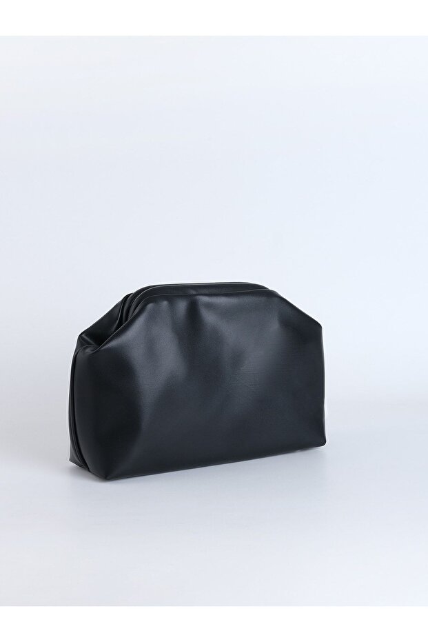 Heybes Women's Black Vegan Leather Clutch Handbag