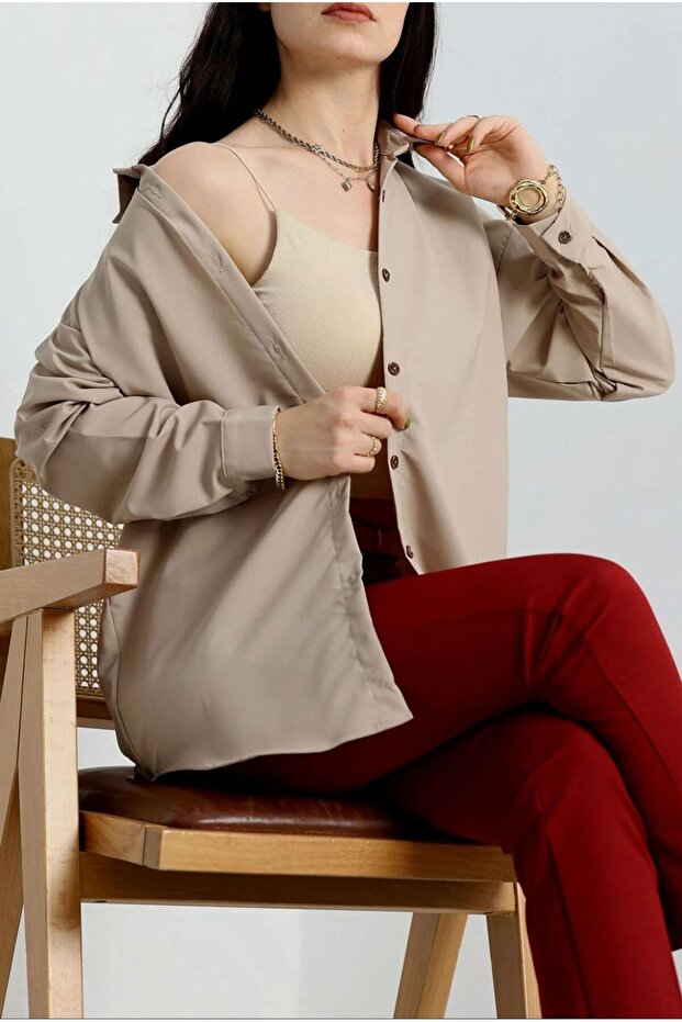 Oversize Vizon Gömlek - 2