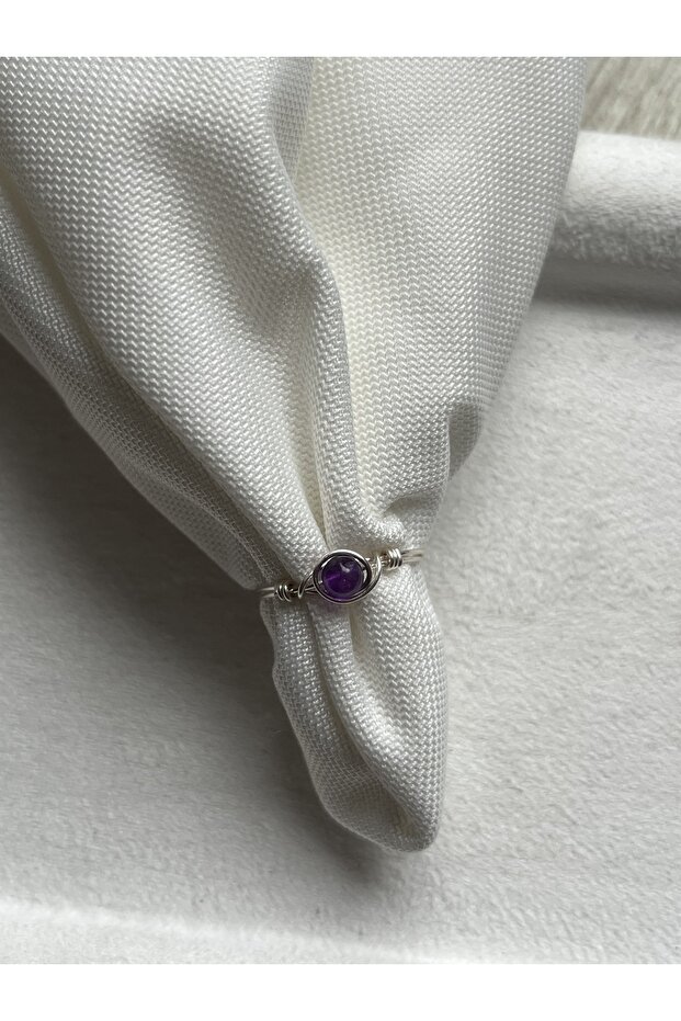 Amethyst Stone Handmade Minimal Wire Ring