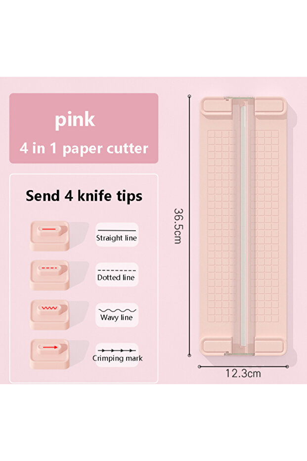 pink 1PC 4 in 1 two-way paper cutter, manual office paper cutter, send 4 cutter heads,design for sch