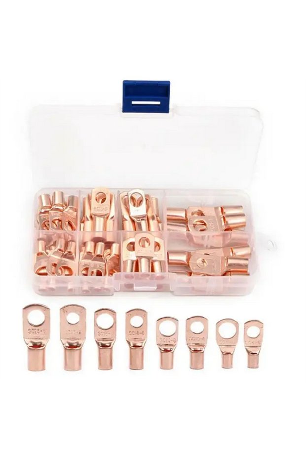 Gold 60PCS SC Tinned per Lug Ring Wire Connectors Bare Cable Terminal