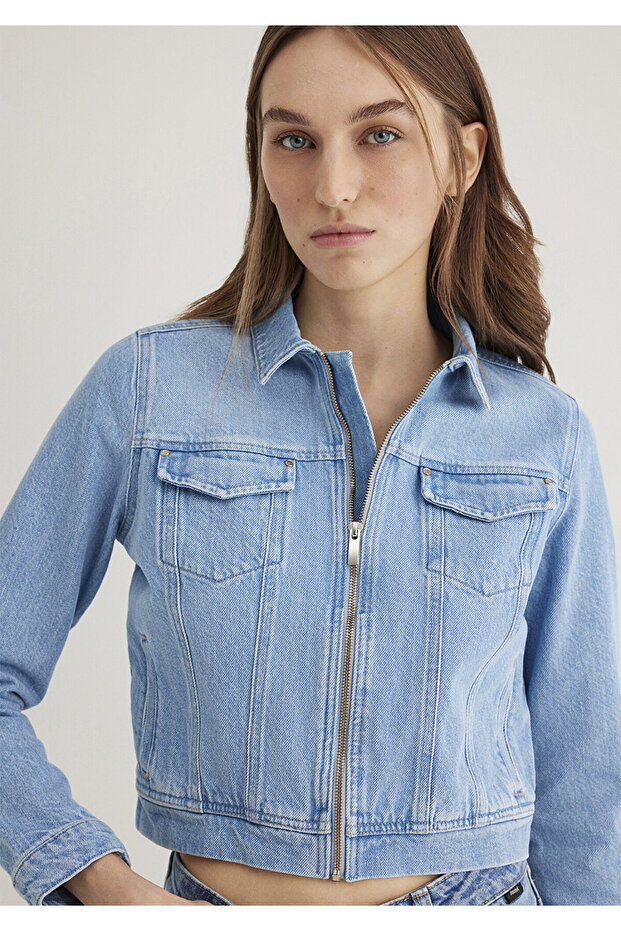 Larina Gold Premium Ice Blue Jean Jacket 1110643-89217 - 1