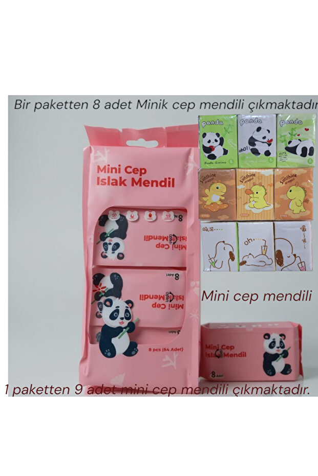 1 paket Mini Islak Cep Mendili 1 paket Mini cep mendili ve 100'lü minik kağıt sabun 3 lü set - 3