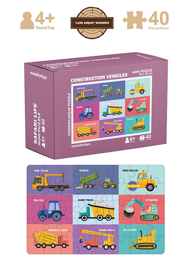 Wooden Engineering Machines Mini Puzzle | 40 Pieces 4+ Years