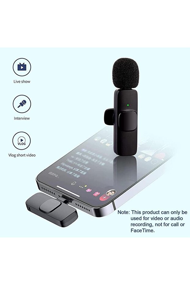 2 Adet Kablosuz Yaka Mikrofonu Typ-c 2'li Mini Mikrofon K9 - 5