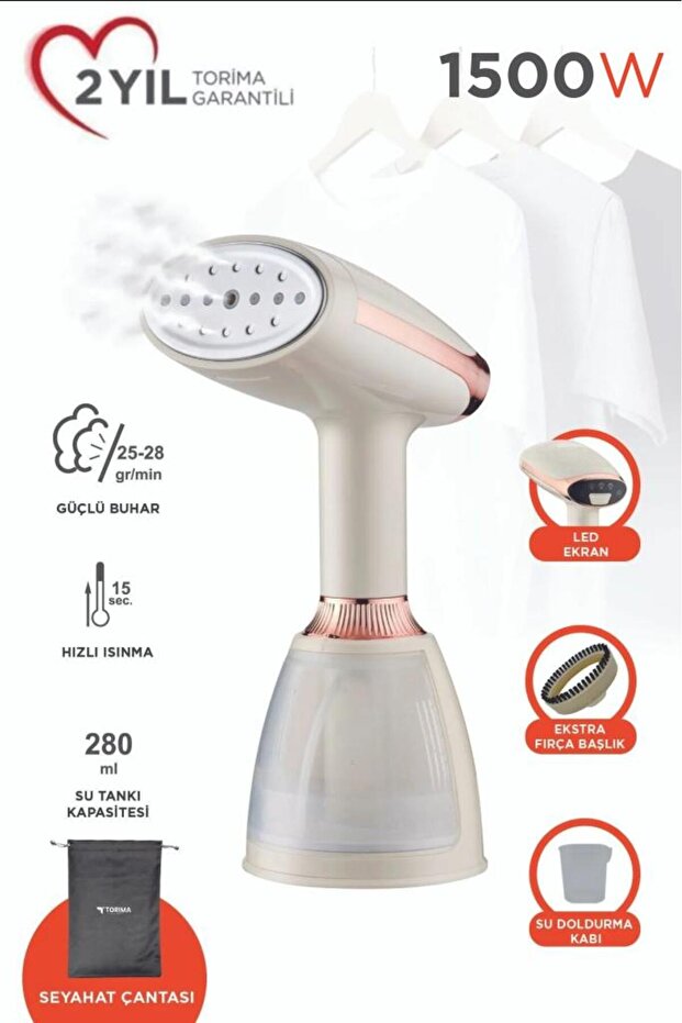 Buharlı Ütü Kırışık Giderici Taşınabilir Dikey Seyehat Ütüsü 1500W KY003 Beyaz - 1