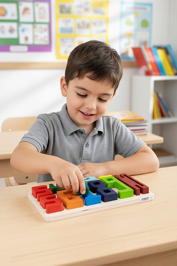 Educational Colorful Wooden Smart Monteessori Number Blocks Letter Puzzle Children's Intelligence and Learning Toy