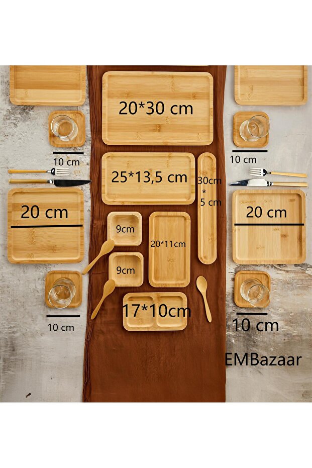 Bambu 32 Parça 6 Kişilik Amazon Serisi/Kahvaltı Seti/Kahvaltı Takımı/Sunum Servis Set/Bambu Set - 9