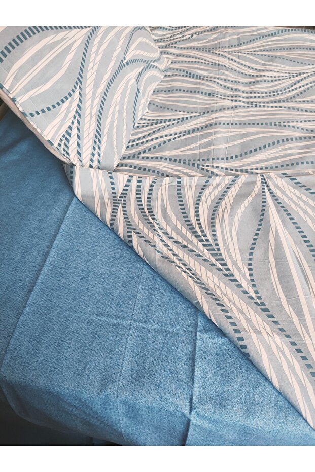 Single Blue Striped Bedding Set - 4