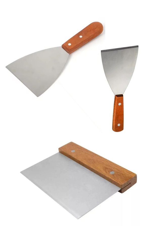 Stainless Steel Wooden Handle Dough Pastry Pie Shaper Cutter Spatula Set of 3