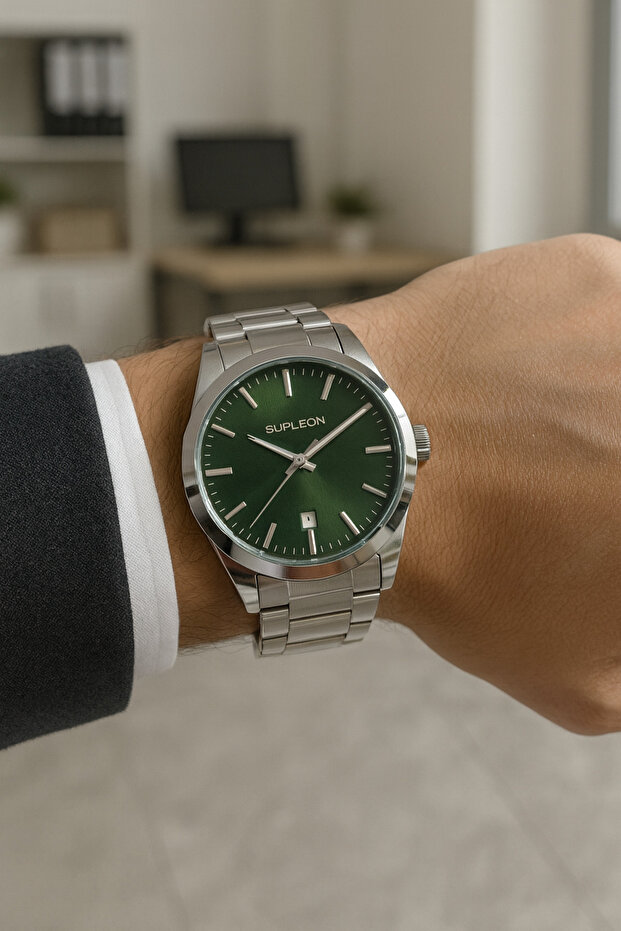 Supleon Çelik Kordon Takvimli Erkek Kol Saati - 1