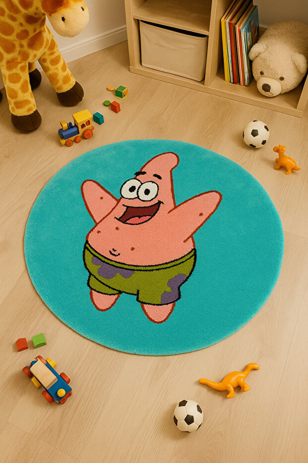El Yapımı Sunger Bob Patrick Tufting Halı - 1