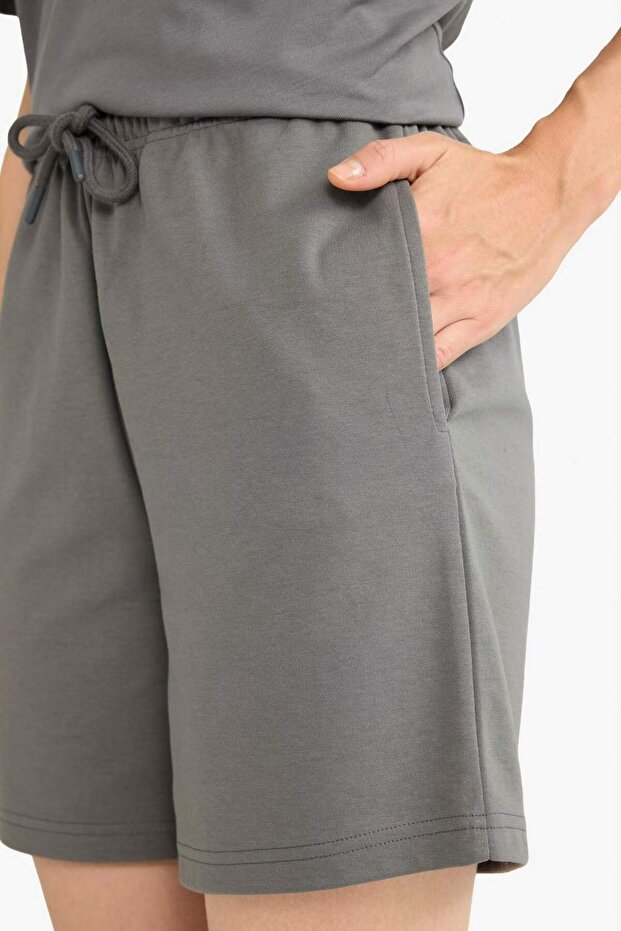 Beli Bağcıklı Basic Düz Bermuda Şort F7997AX25AU - 5