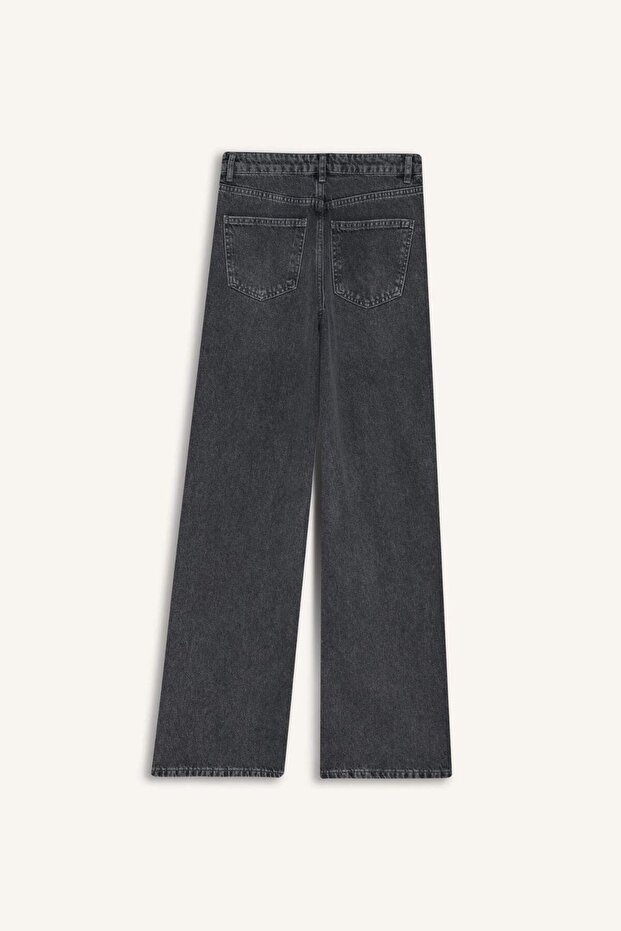 Straight Wide Yüksek Bel Uzun Jean Yıkamalı Pantolon G0925AX25WN - 8