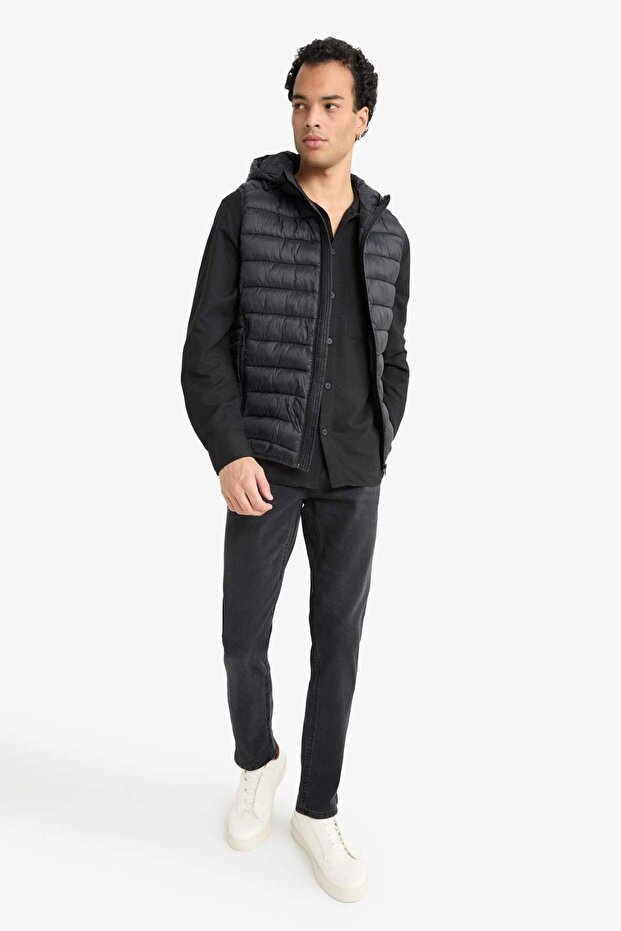 Slim Fit Kapüşonlu Yelek - 2