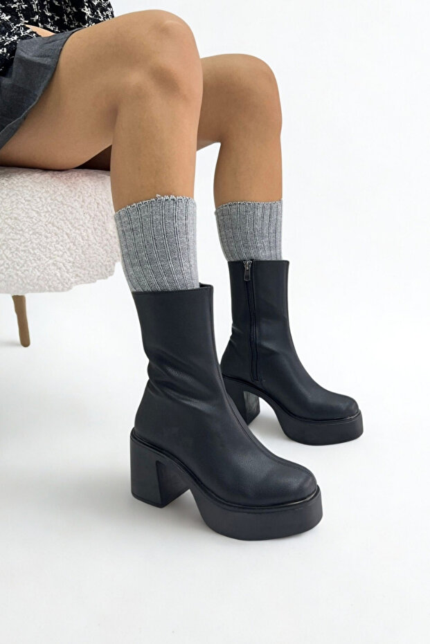 Siyah Cilt Kadın Platform Bot HL2011 - 5