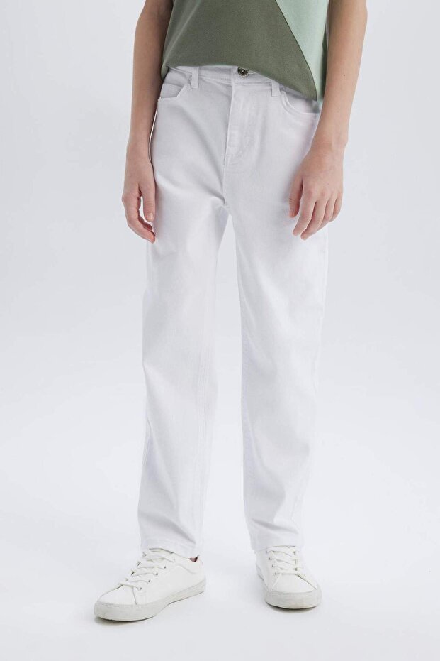 Erkek Çocuk Straight Fit Düz Paça Basic Düz Jean Pantolon B5616A825SM - 4