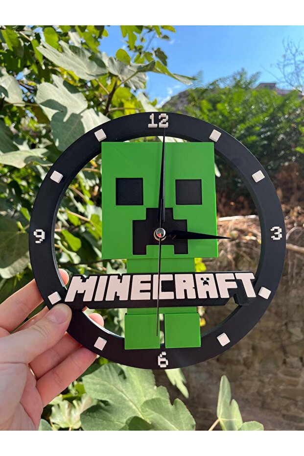 Minecraft Creeper Duvar Saati 3D - 1