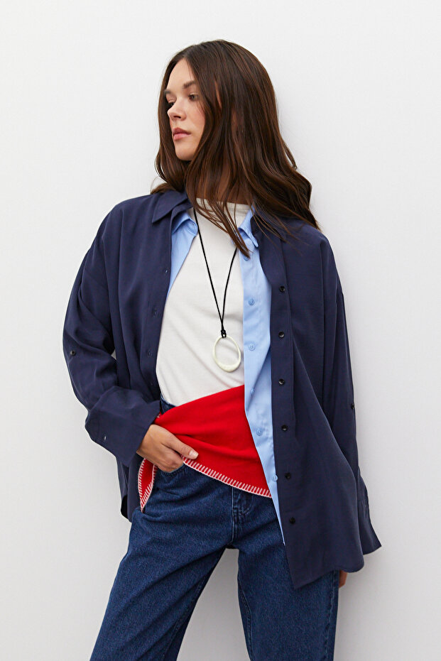 Apoletli Oversize Gömlek - 8