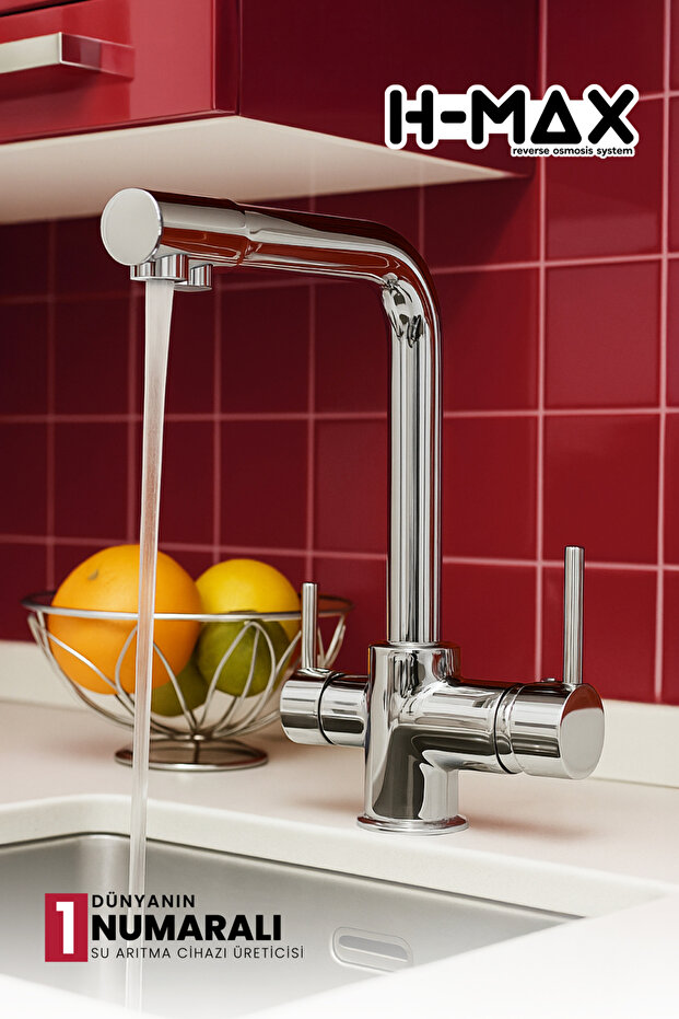 3-Way Kitchen Sink Faucet with Water Filter, 360-Degree Swivel Head, Hot and Cold Water Inlet.