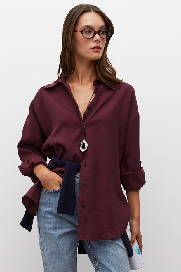 Apoletli Oversize Gömlek - 2