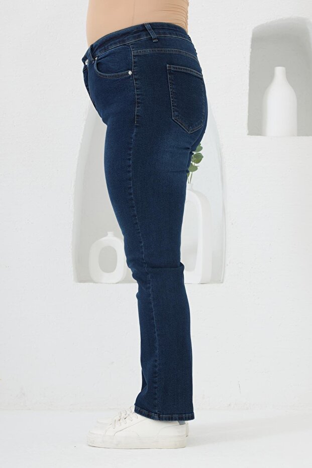 Blugi Pipe Leg Plus Size Bleumarin - 2