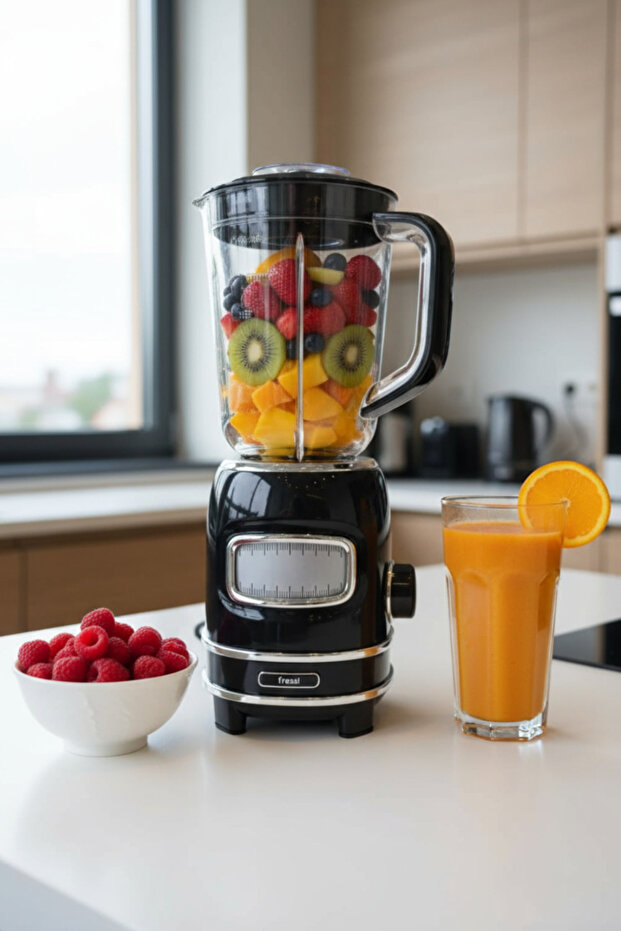 Kişisel Blender Seti Öğütücülü Smoothie Şişeli Blender 1,0 Litre Blendir Seti FR-BL01 Retroblend - 6