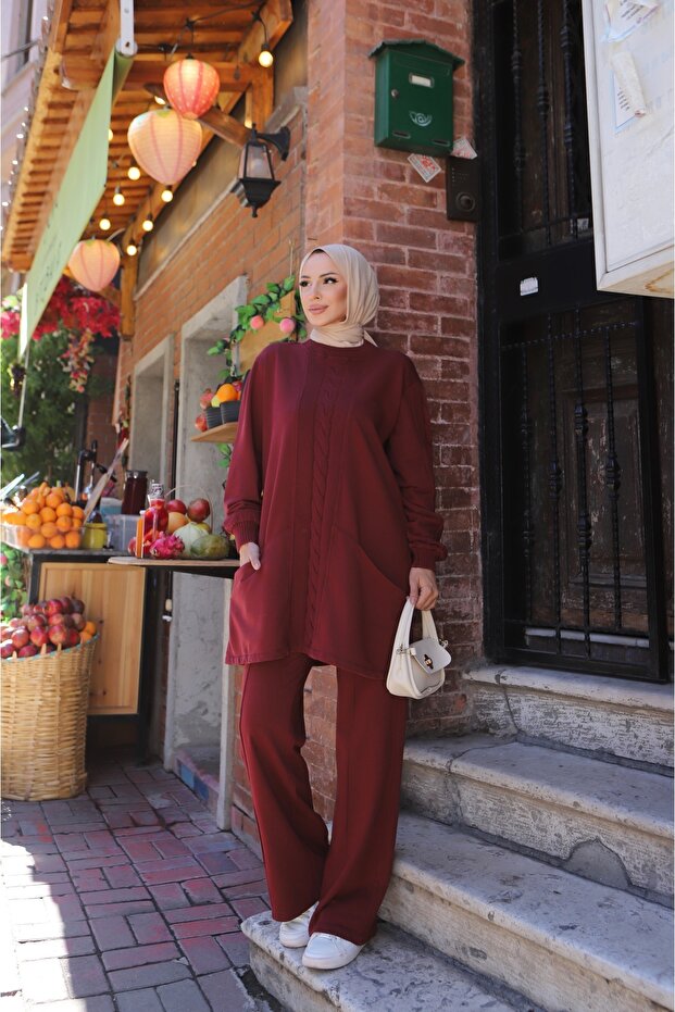Two-Thread Knitwear Set with Side Pockets - 1