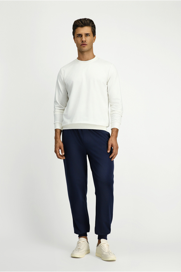 Bisiklet Yaka Regular Fit Nakışlı Basic Sweatshirt - 1