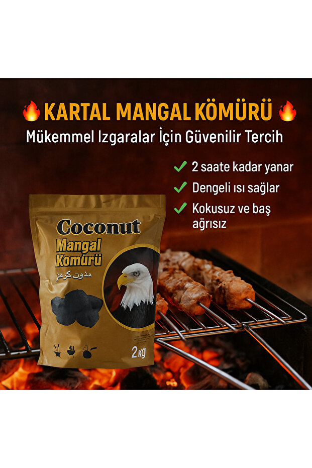 MANGAL KÖMÜRÜ TEK KİBRİTLE YANAN YENİ 2kilo - 1