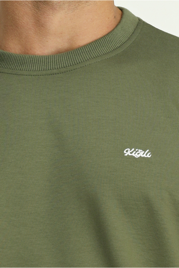 Bisiklet Yaka Regular Fit Nakışlı Basic Sweatshirt - 6