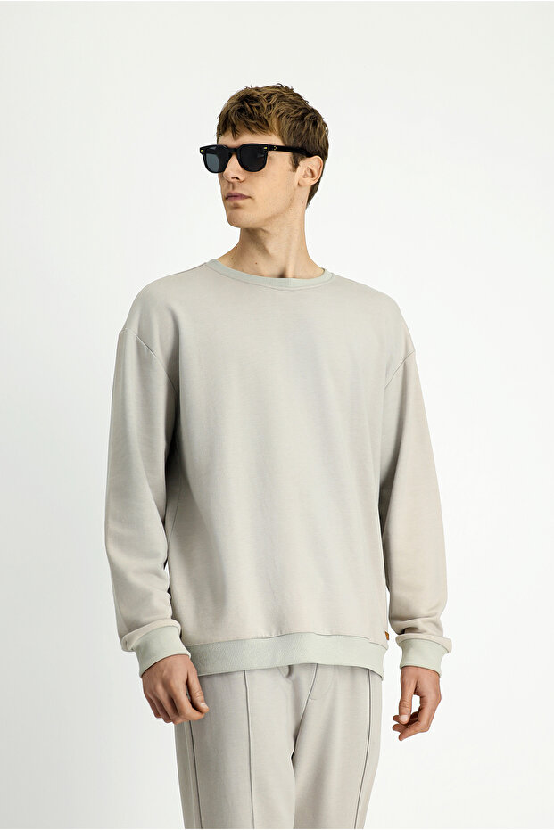 Bisiklet Yaka Regular Fit Pamuklu Basic Sweatshirt - 2