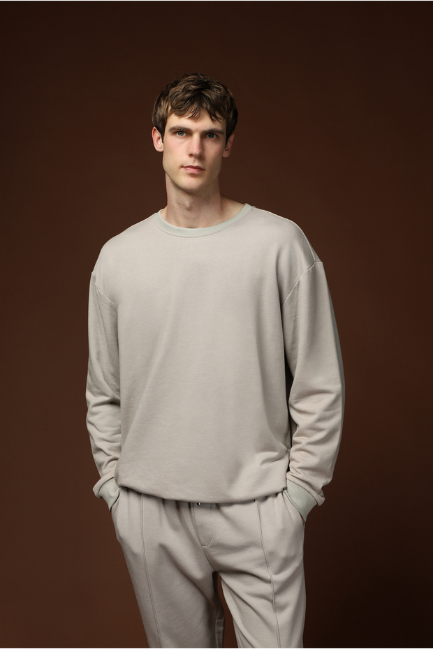 Bisiklet Yaka Regular Fit Pamuklu Basic Sweatshirt - 1
