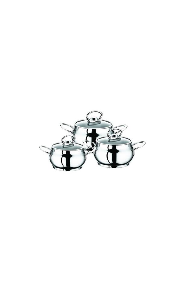 1145 - 6 Pieces, Induction, Sauce, Food, Soup, Storage, Cookware Set, Silver Color