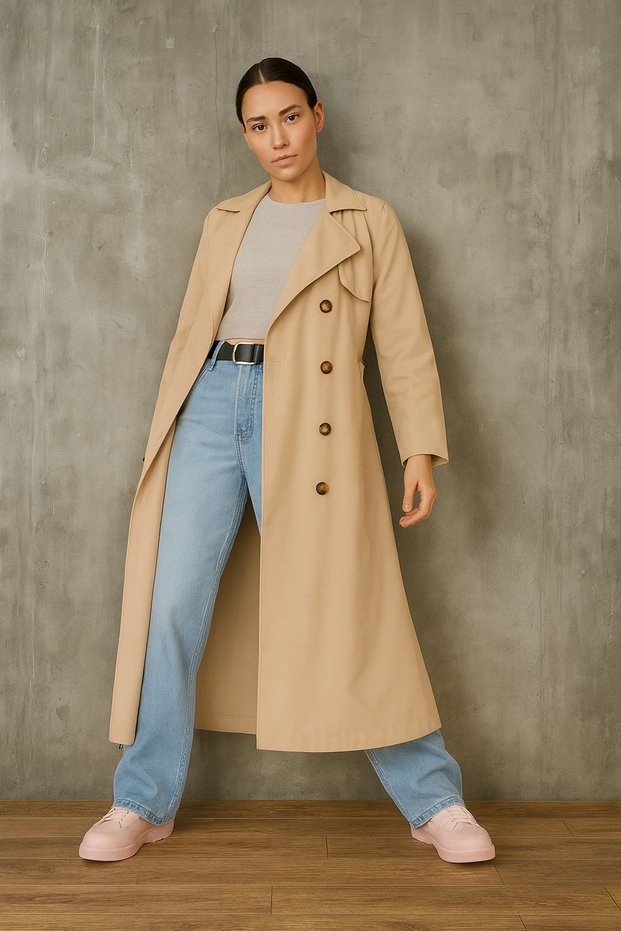 Double-Breasted Neck Trench Coat