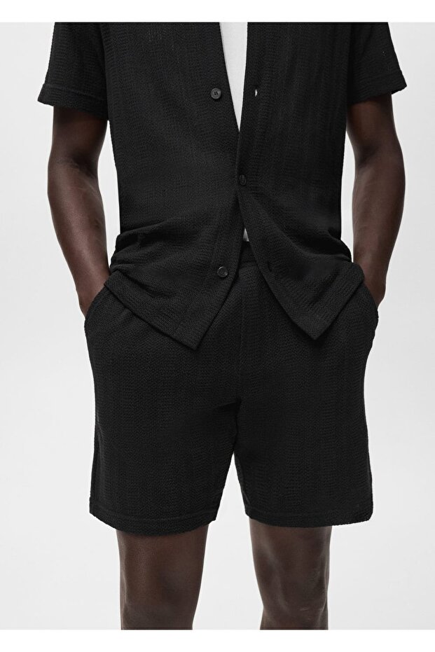 Kalıplı triko bermuda şort - 8