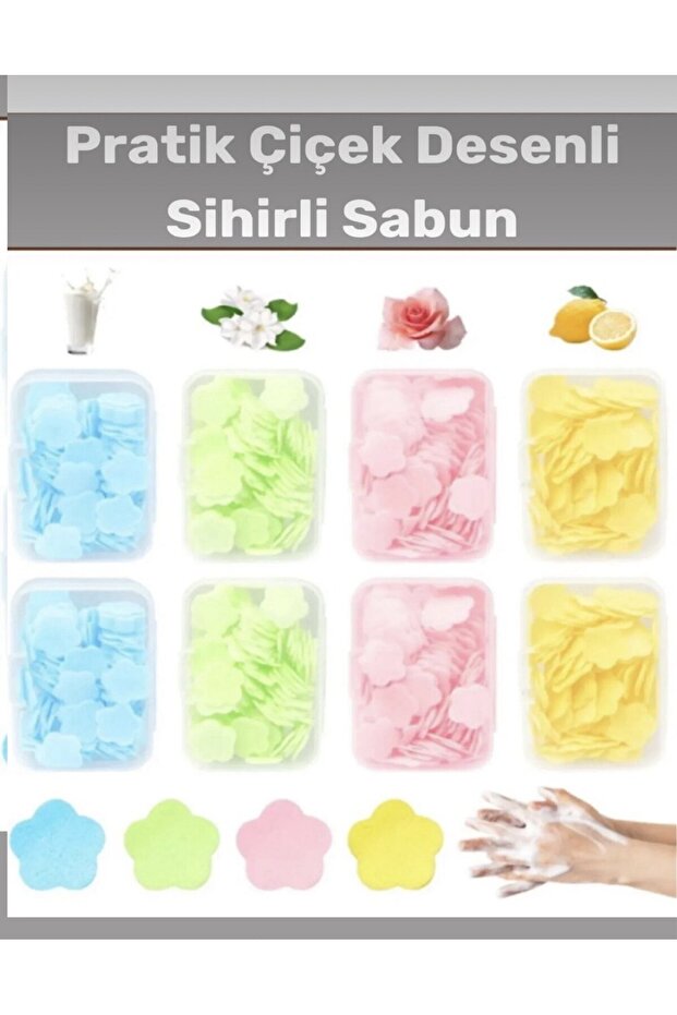 Multi-Slice Portable Magic Soap with Flower Pattern for Children in Camp, School, Travel, Practical