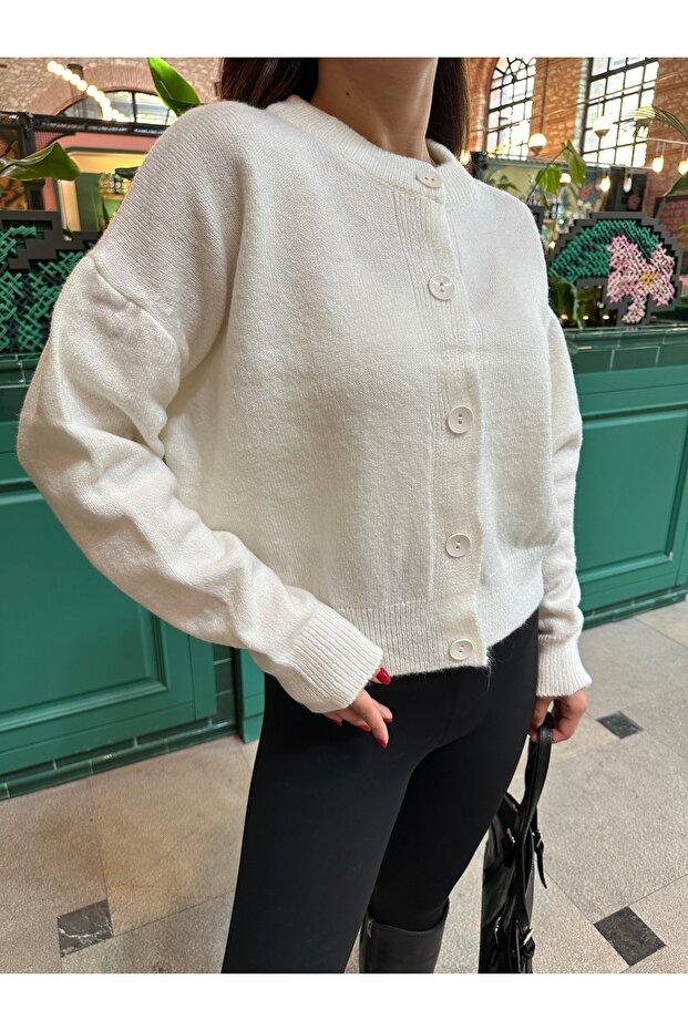 Basic Düğmeli Triko Hırka - 6