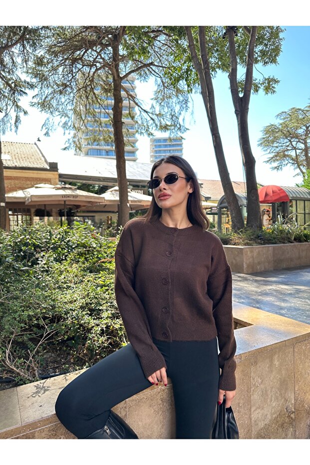 Basic Düğmeli Triko Hırka - 4