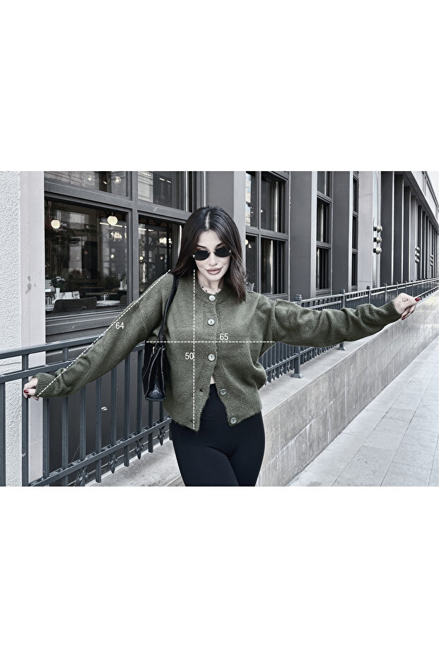 Basic Düğmeli Antrasit Triko Hırka - 8