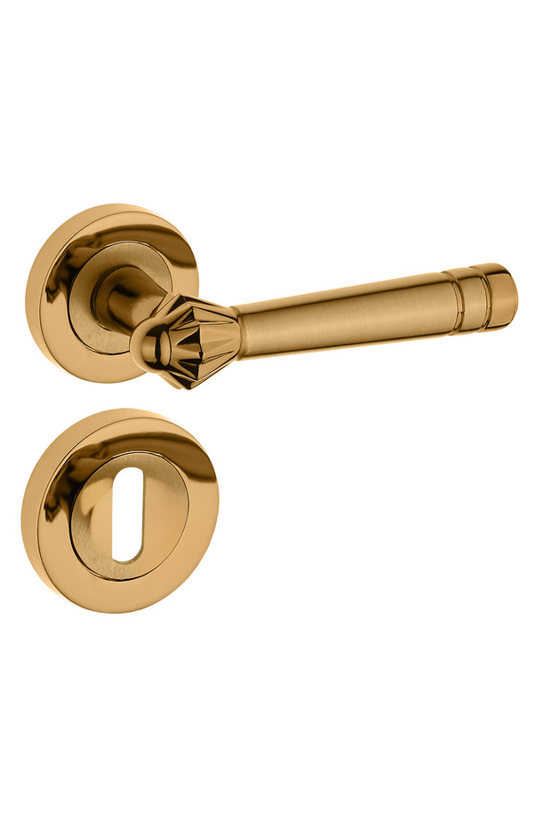 Lüks Yalı Koleksiyonu Yuvarlak Rozetli Alüminyum Kapı Kolu (Kapı Kulbu) (Oda Tipi)Altın - 1