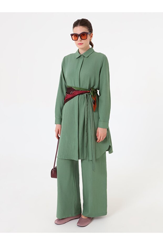 Soft Feel Tunic Trousers Double Set - Khaki - Refka