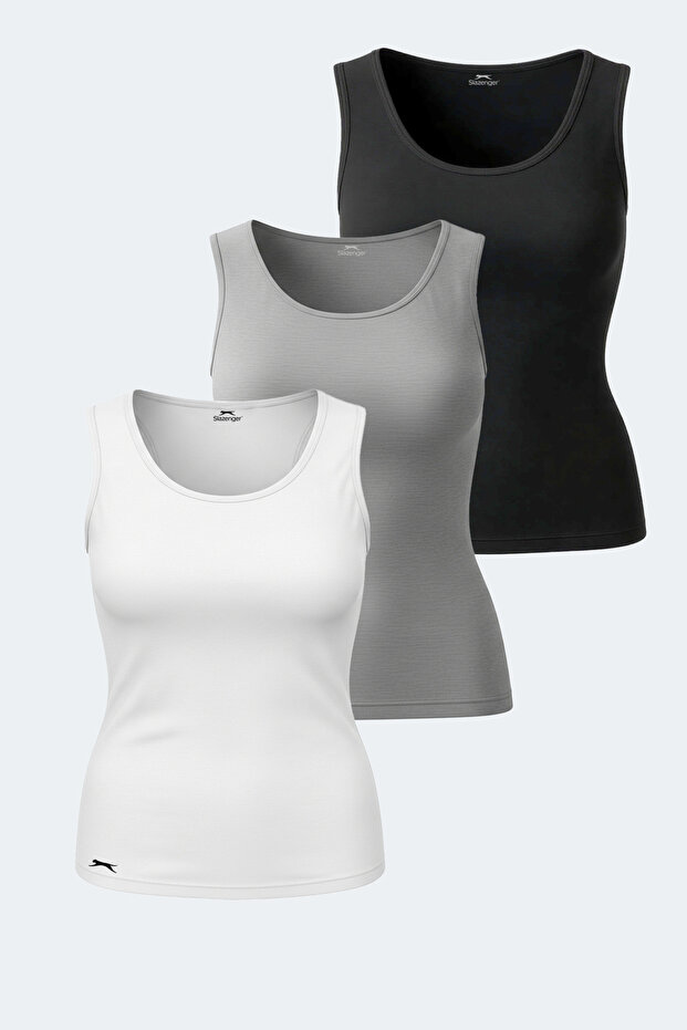 Vatik Set of 3 Women's White - Gray - Black Undershirts