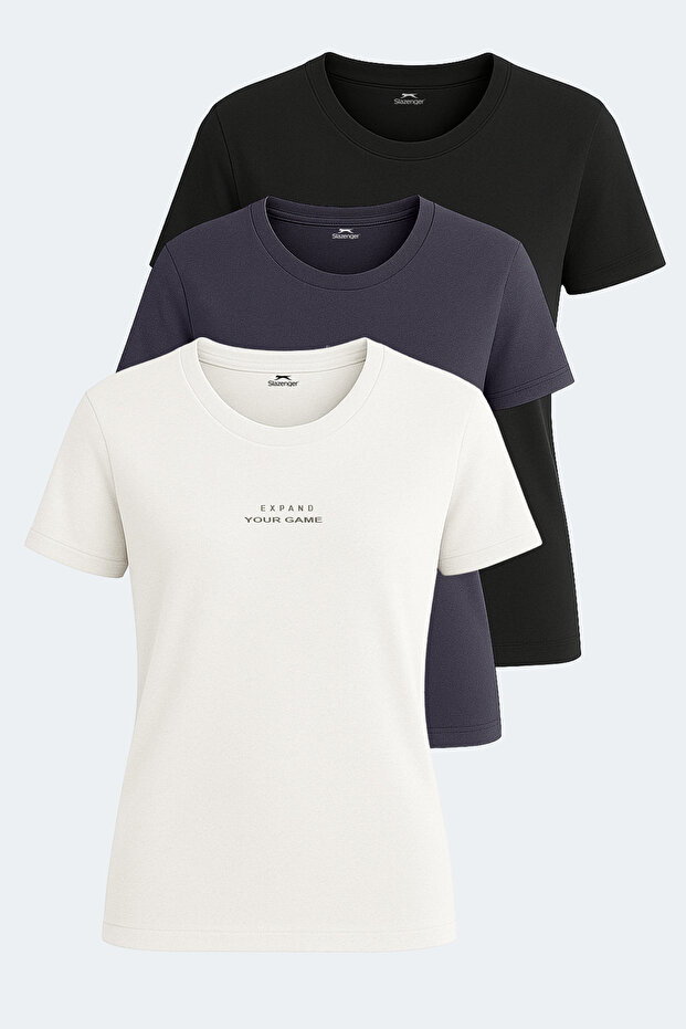 Paytons Set of 3 Women's Ecru - Black - Dark Gray T-Shirts